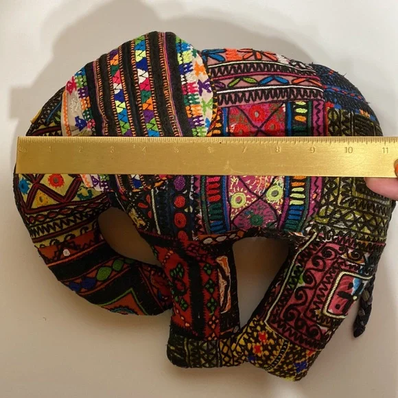 Vintage Indian Hand Embroidered Mirrored Banjara Elephant Pillow - Picture 16 of 16